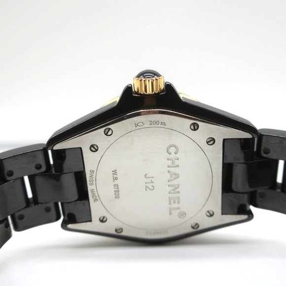 CHANEL J12 38MM WATCH BLACK CERAMIC AND 18K GOLD WITH DIAMONDS H2180 - Picture 7 of 10